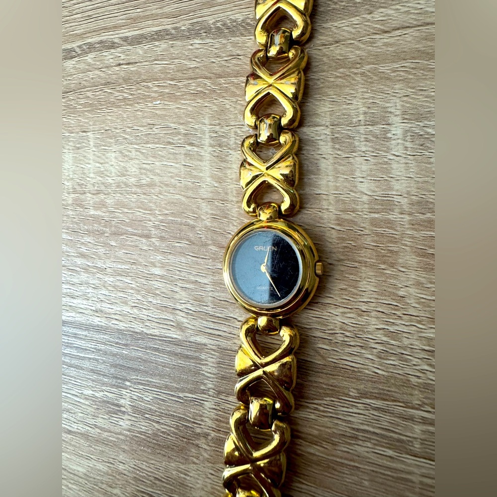 Vintage Gruen Gold Tone Quartz Bracelet Watch